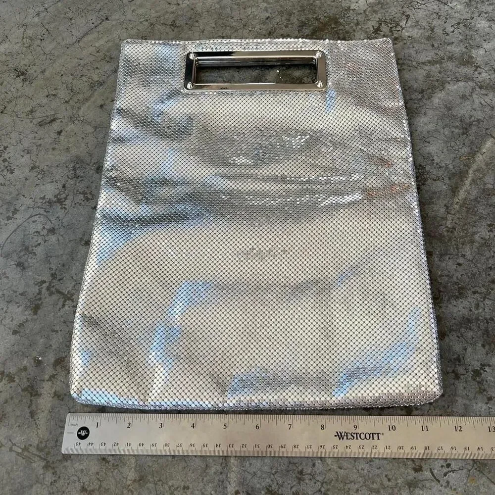 EXPRESS Silver Mesh Metal Party Clutch Bag Disco Metallic Glam Purse